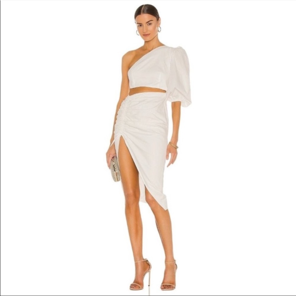 Revolve SAU LEE Jolene Dress in white 100% cotton Grecian goddess size 14 resort